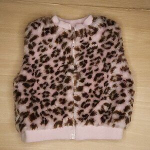 Starting Out Infant Girls Pink Leopard Print Faux Fur Vest 9 Months